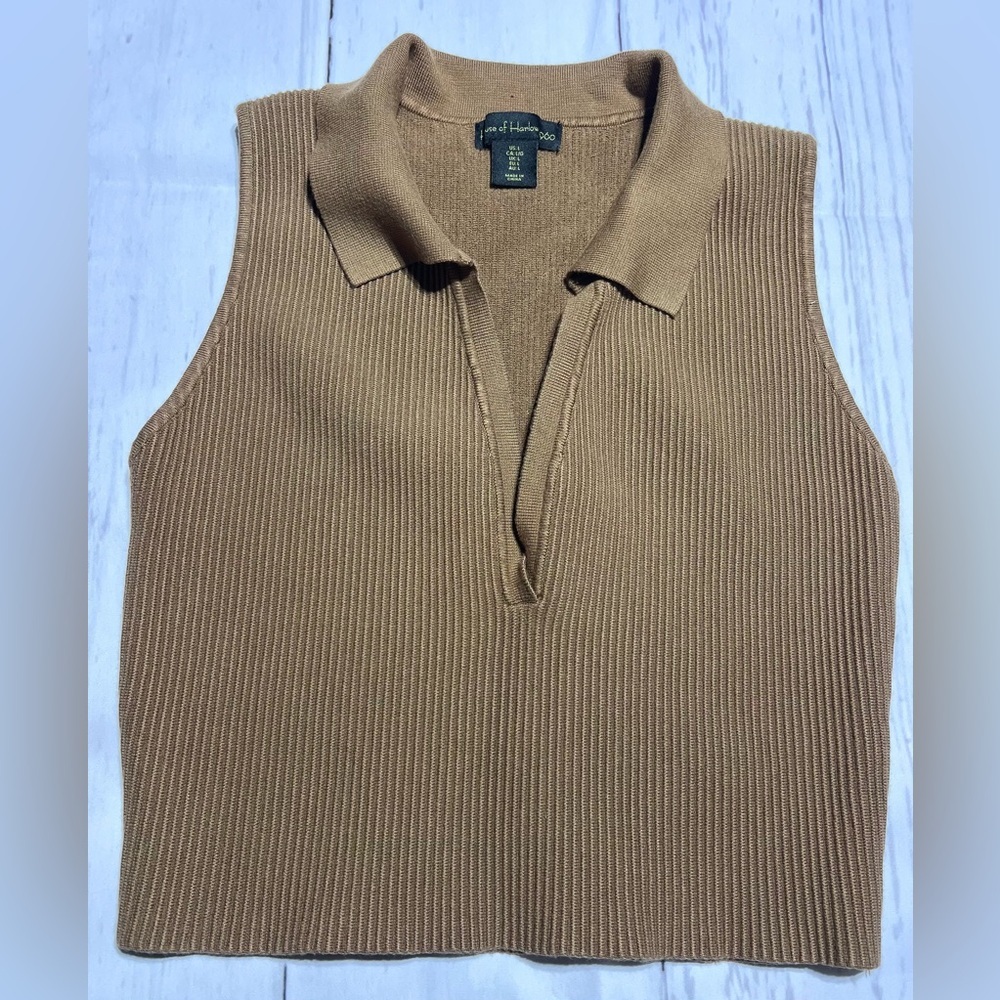 House of Harlow 1960 Sculpt Knit Collared Crop Tank